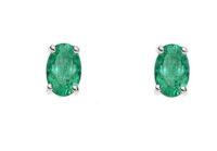 COMETE GIOIELLI-ORECCHINI CON SMERALDO 6x4 CT 0,86 ORO BIANCO 750