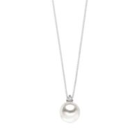 COMETE GIOIELLI-COLLANA IN ORO BIANCO CON PERLA 7/7,5 E DIAMANTE CT 0,2 G SI