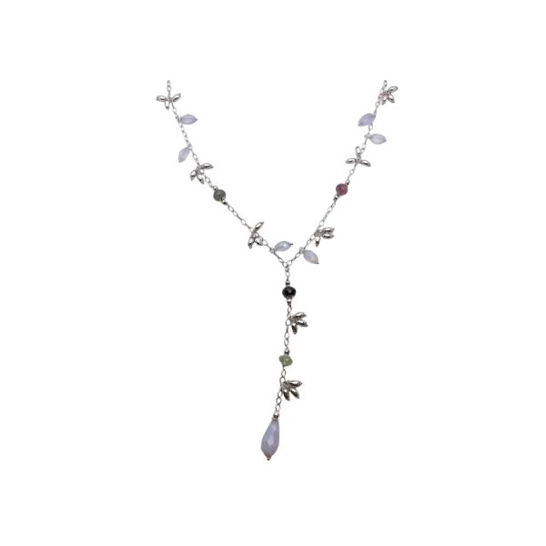 COLLANA IN ORO BIANCO CON PIETRE NATURALI
