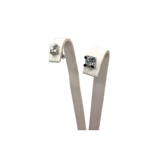 GIORGIO VISCONTI-ORECCHINI IN ORO BIANCO CON PUNTO LUCE CONTORNATO DI DIAMANTI CT 0,38