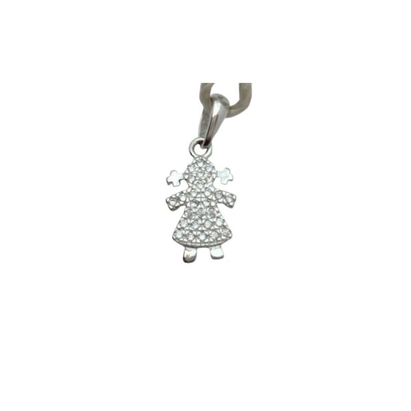 CIONDOLO BIMBA IN ORO BIANCO CON ZIRCONI