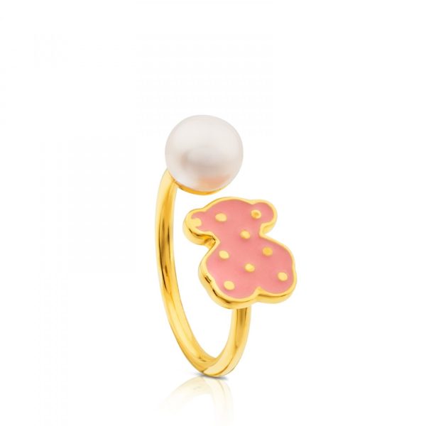 TOUS-ANELLO IN ARGENTO CON ORSETTO E PERLA