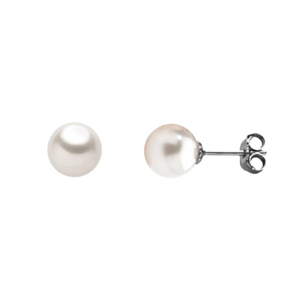 COMETE GIOIELLI-ORECCHINI IN ORO BIANCO CON PERLE 7,5/8