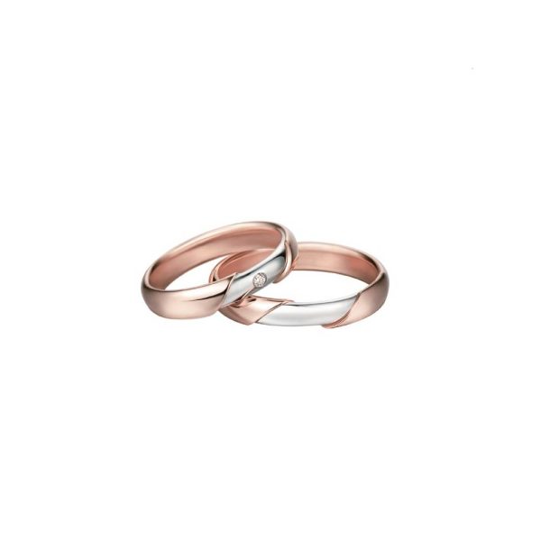 POLELLO-FEDE IN ORO ROSA E BIANCO CON DIAMANTE 0,02