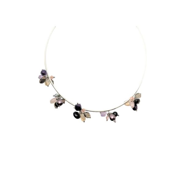 COLLANA RIGIDA IN ARGENTO CON PIETRE