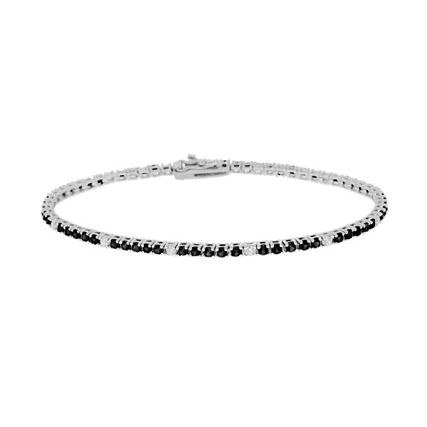 BRACCIALE TENNIS IN ARGENTO CON ZIRCONI NERI ALTERNATI 3 MM 21 CM