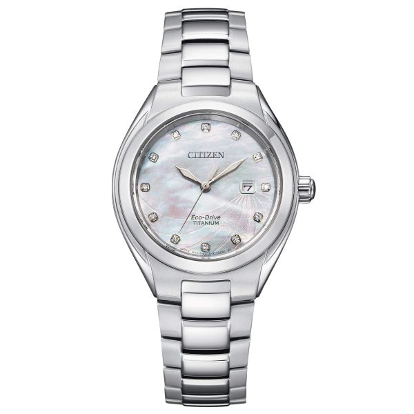 CITIZEN-OROLOGIO DONNA IN SUPERTITANIO ECO-DRIVE E QUADRANTE MADRE PERLA CON DIAMANTI