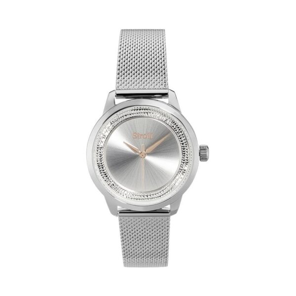 STROILI-OROLOGIO DONNA SILVER QUADRANTE CON CRISTALLI MAGLIA MILANO