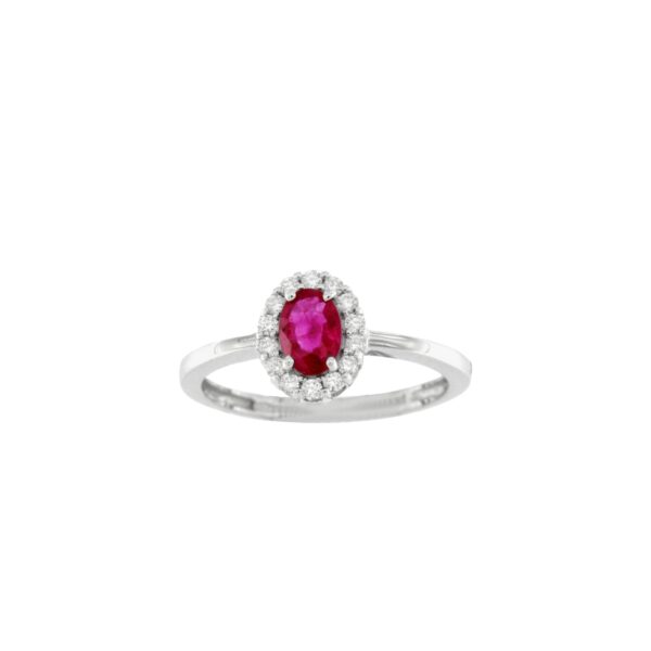 DONNA ORO-ANELLO IN ORO BIANCO CON RUBINO E DIAMANTI