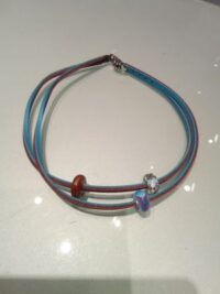 TROLLBEADS-BRACCIALE CUOIO e TURCHESE CM 36
